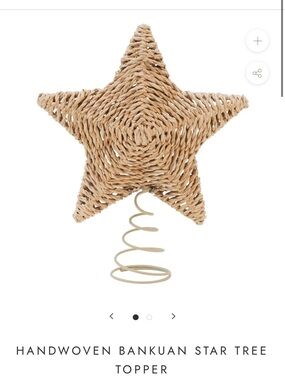 Arcadia Woven Star Tree Topper in Natural Brown NWT